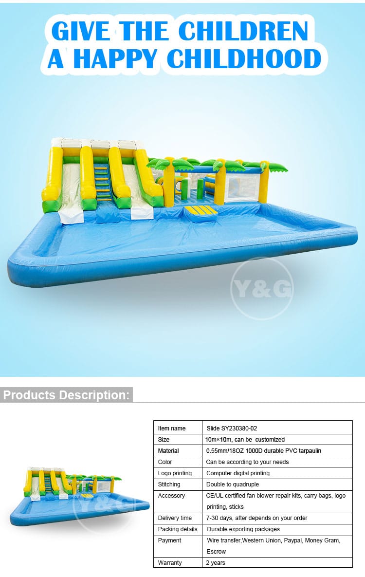 Nice Inflatable Water Slide with PoolYG-109